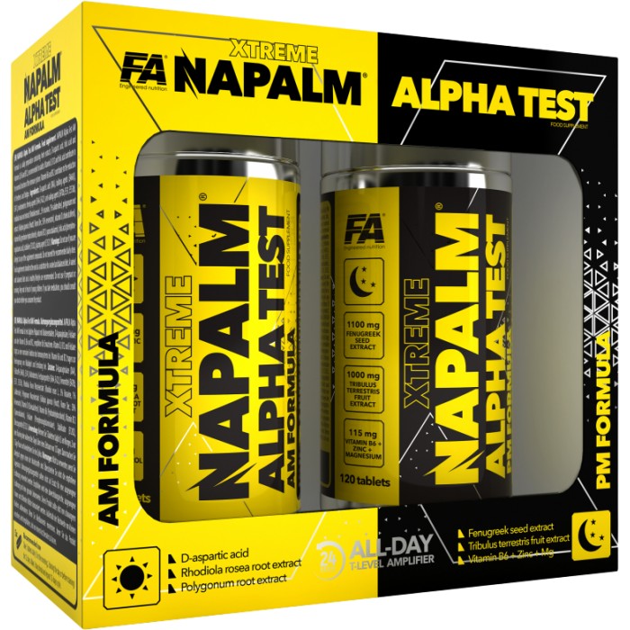 FA Nutrition Xtreme Napalm Alpha Test | AM & PM Formula [120 + 120 Таблетки] 